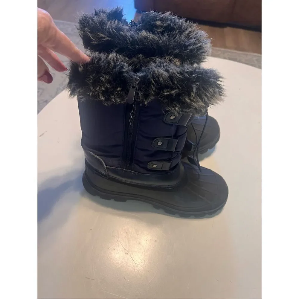 Dream Pairs Thinsulate Snow Boots Women's 6 Navy Blue Faux Fur Lined Warm Winter